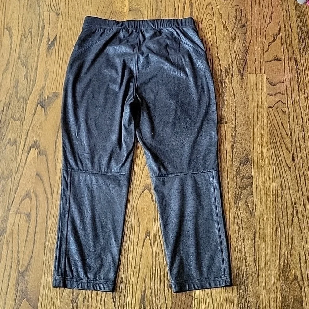 Free People Midnight Vegan Suede Skinny Black Faux Suede Pedal Pusher Pants Sz.L